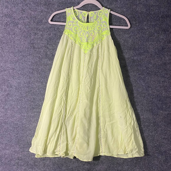 Lilly Pulitzer Cammie Dress XXS Lemon Drop Neon Yellow Green Embroidered Swing - Picture 3 of 14